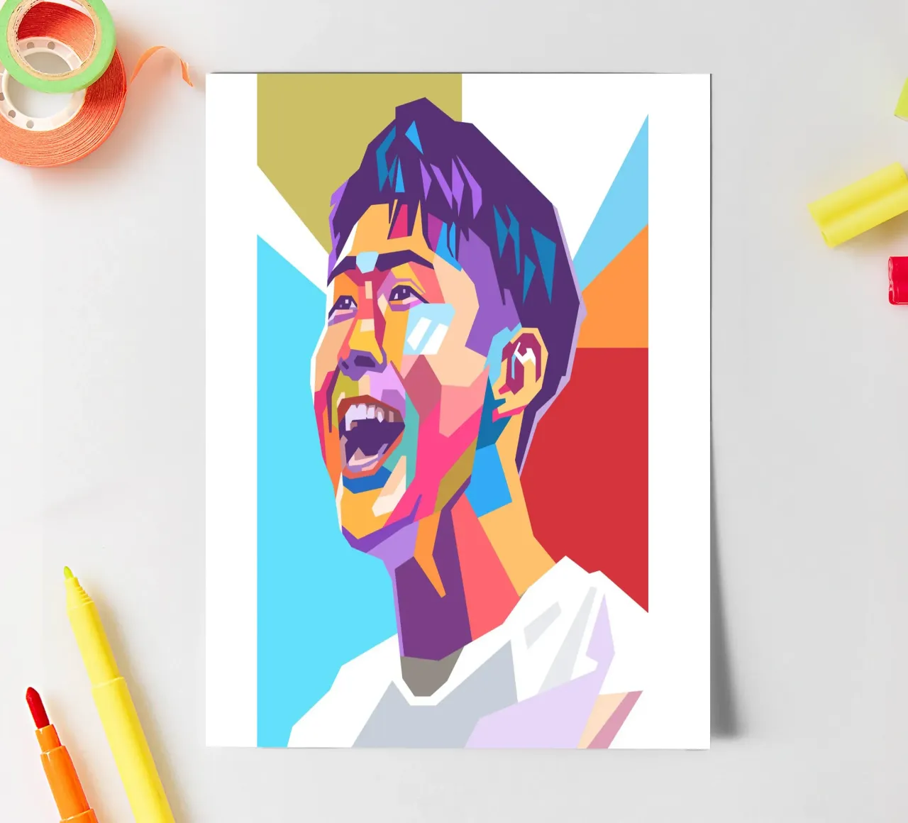 Son Heung-Min Pop-Art-Porträt Stickerbogen von Hantamrata