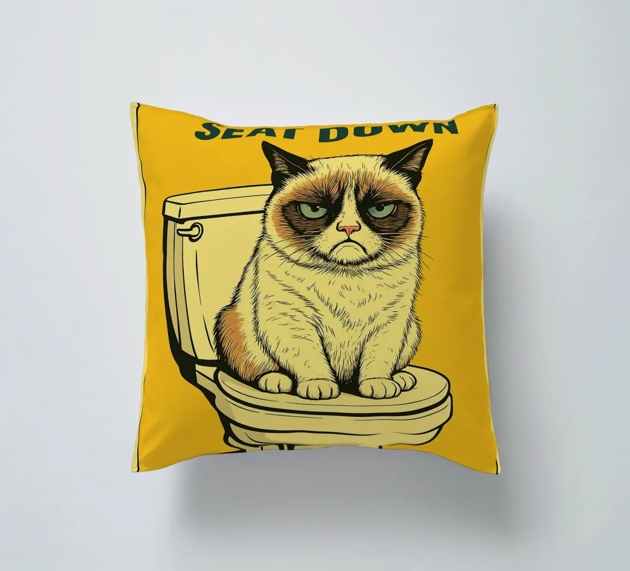 Put The Toilet Seat Down Cat Funny decorative cushion by the gan gan