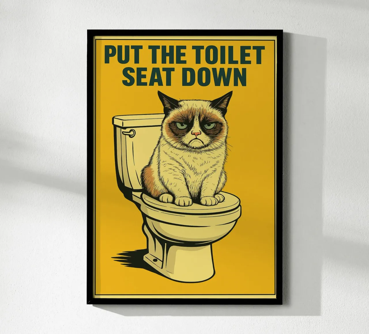 Doe de wc-bril naar beneden grappige kat poster van the gan gan