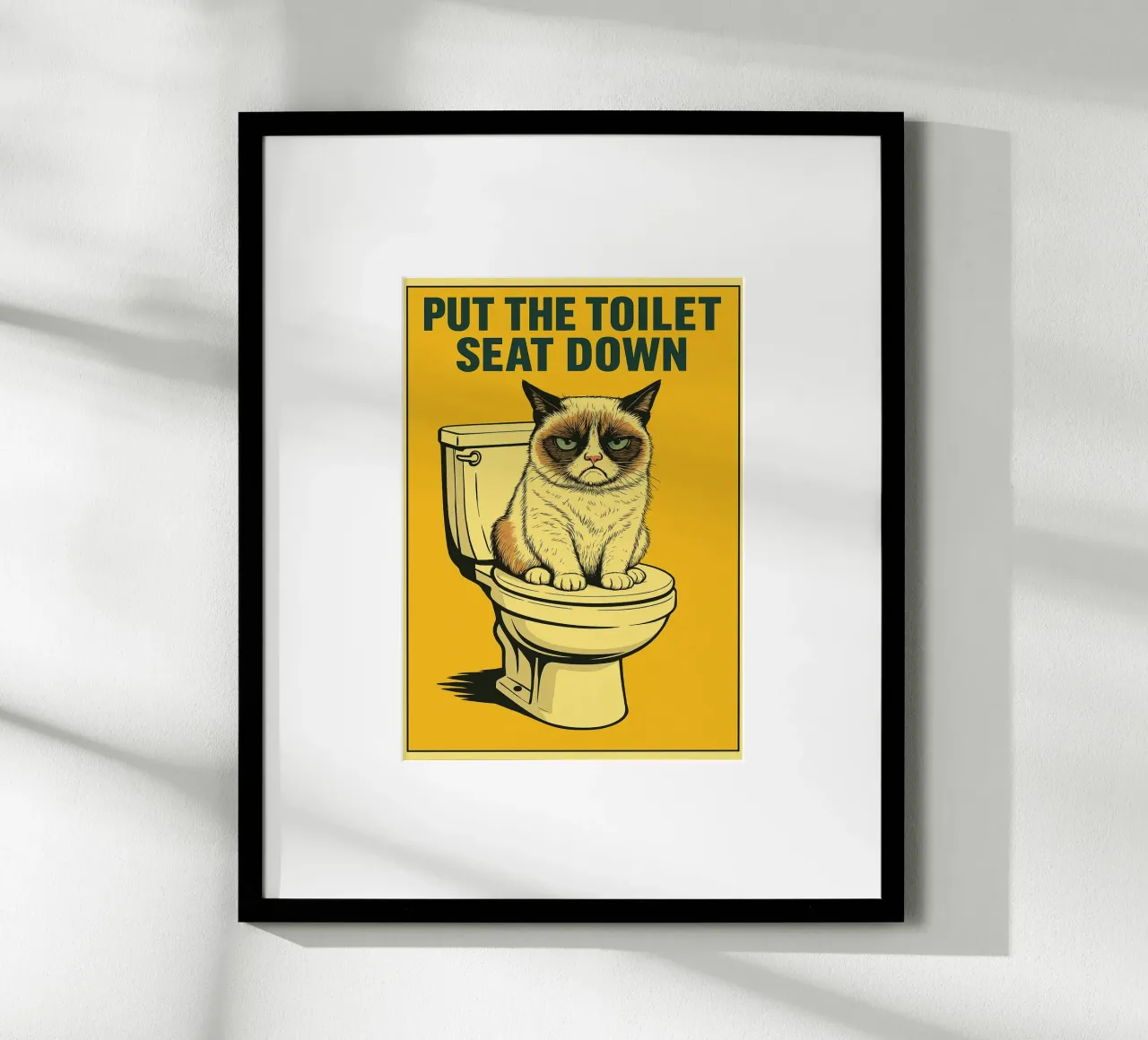Doe de wc-bril naar beneden grappige kat poster van the gan gan