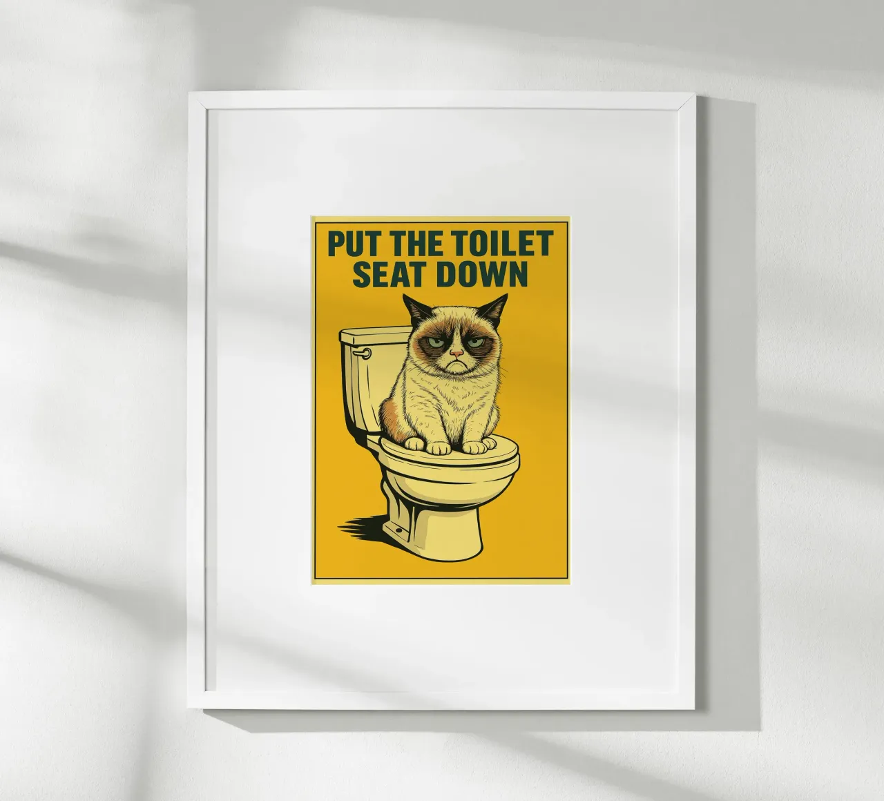 Doe de wc-bril naar beneden grappige kat poster van the gan gan