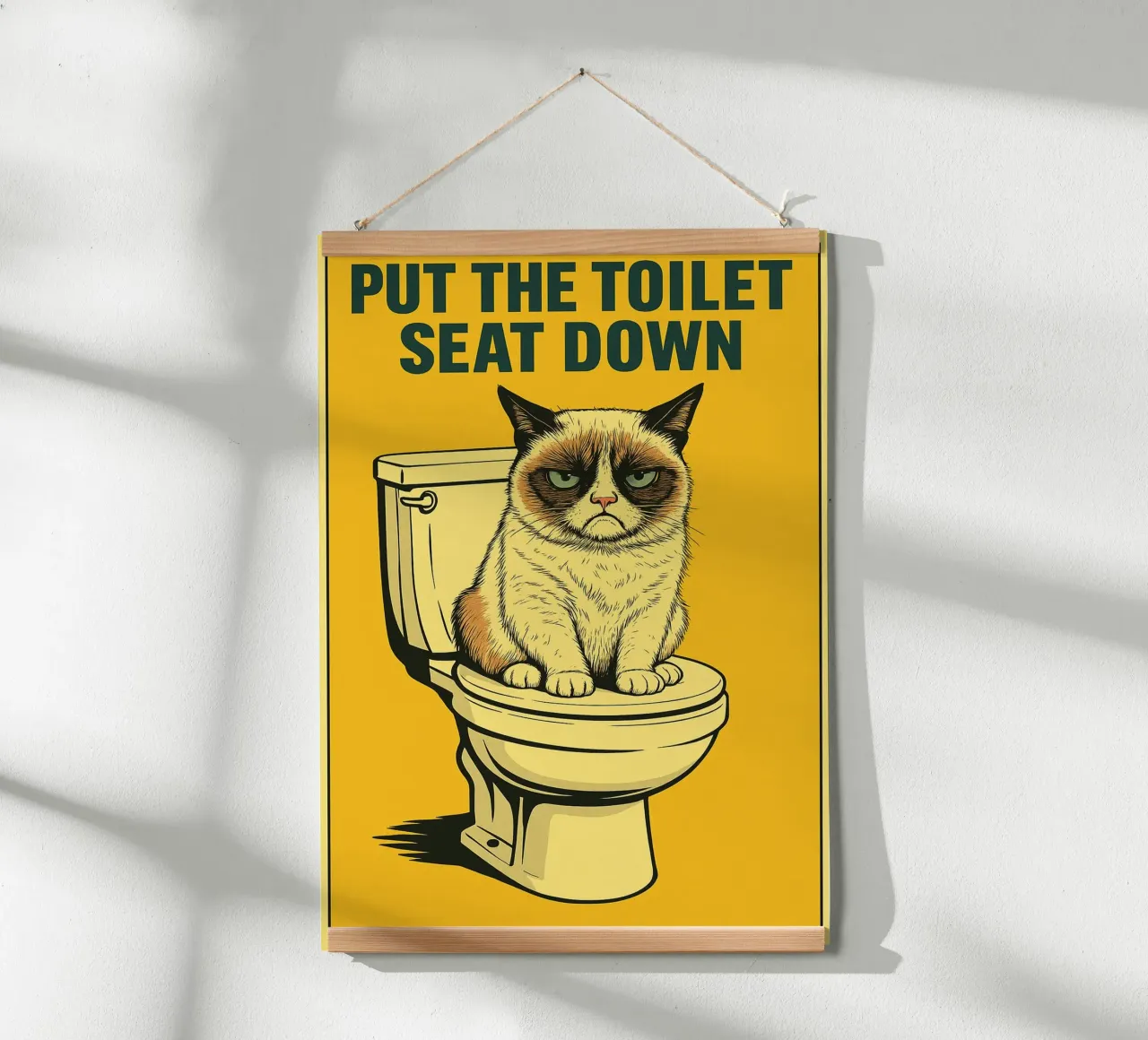 Doe de wc-bril naar beneden grappige kat poster van the gan gan