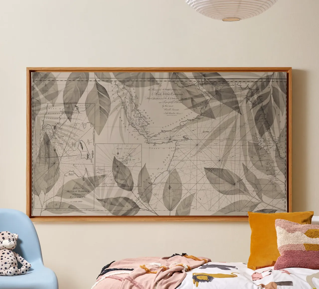 Scoprire il mondo Mappa dell'India d'epoca tela con Cornice a cassetta da Andrea Haase Vintage World