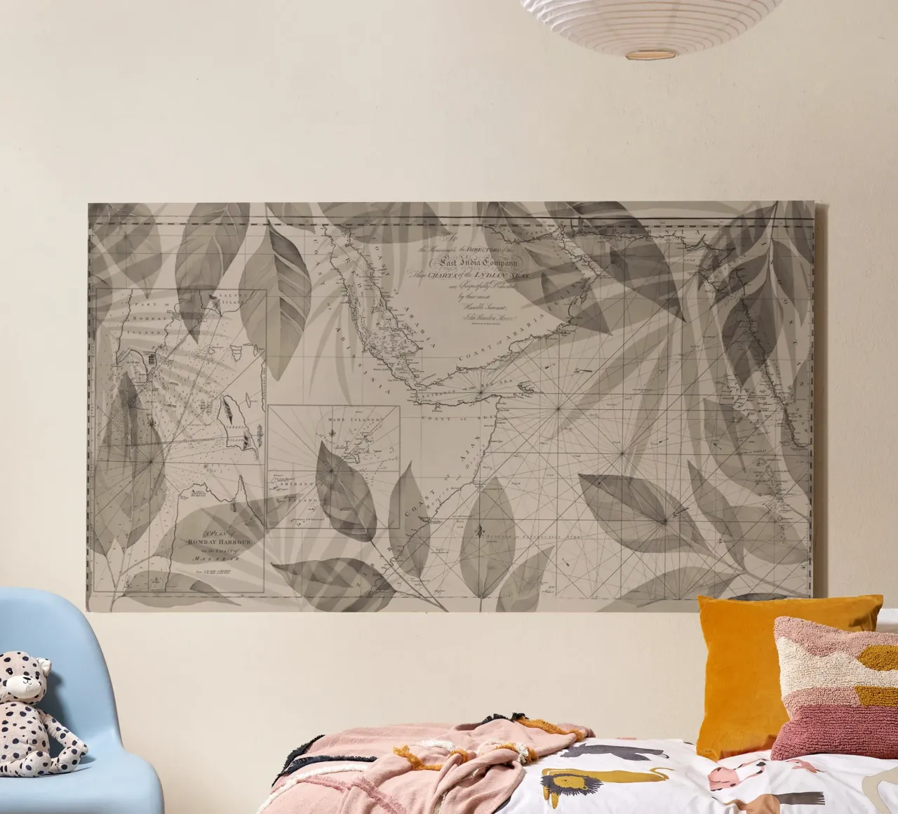 Scoprire il mondo Mappa dell'India d'epoca tela con Cornice a cassetta da Andrea Haase Vintage World