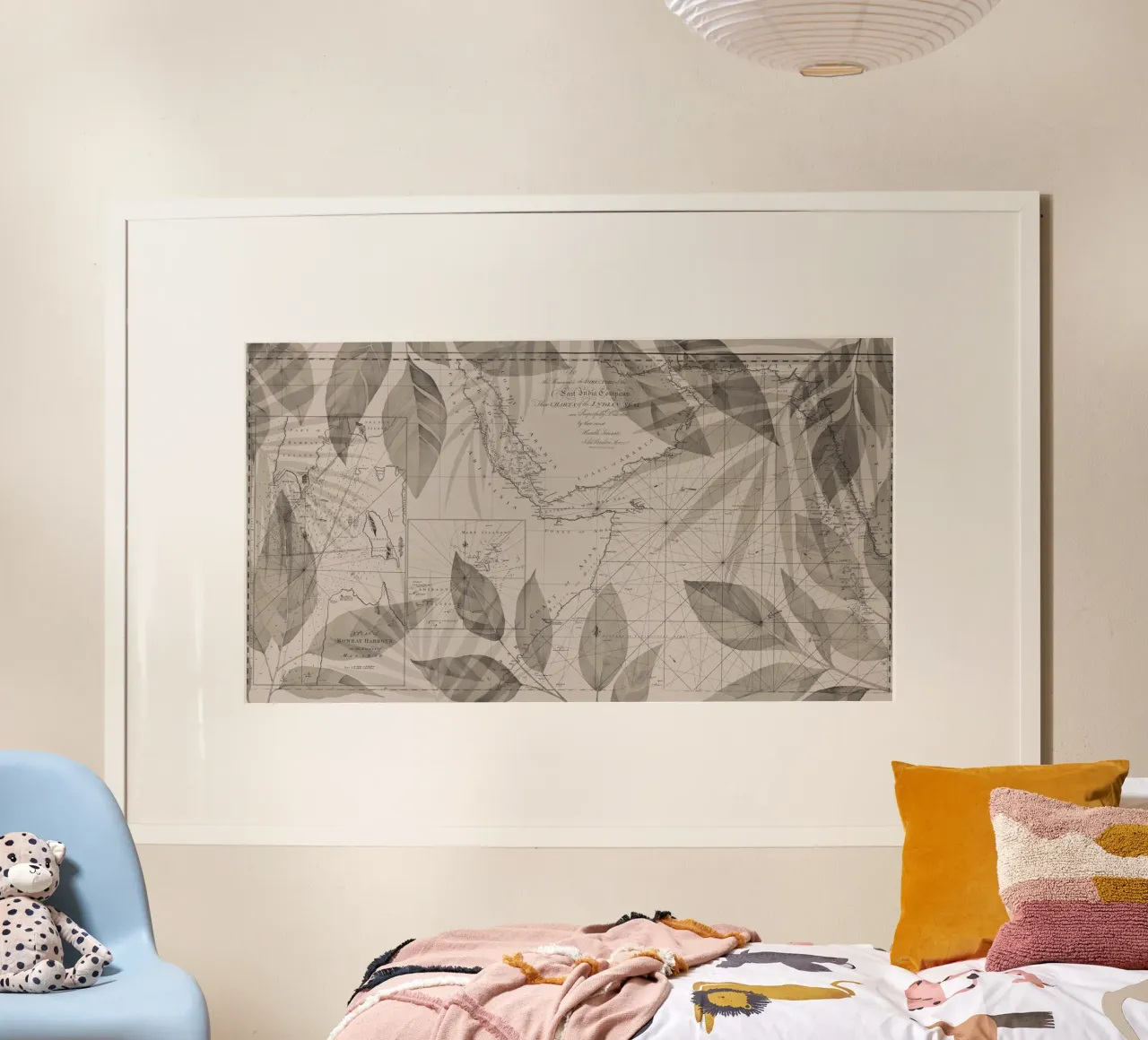 Scoprire il mondo Mappa dell'India d'epoca poster con telaio in legno da Andrea Haase Vintage World