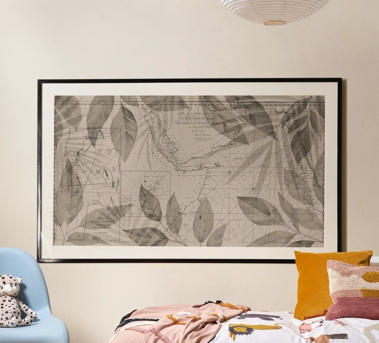 Scoprire il mondo Mappa dell'India d'epoca poster con telaio in legno da Andrea Haase Vintage World