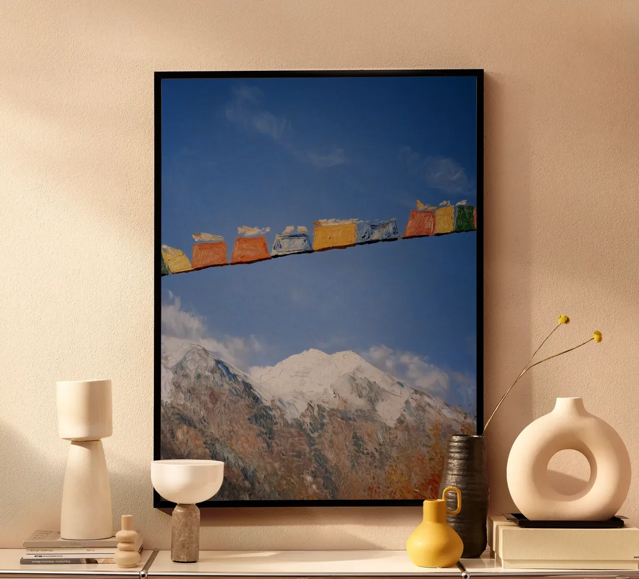 Himalayan Prayer Flags: Mountain Majesty carta hahnemühle da FujiBrush