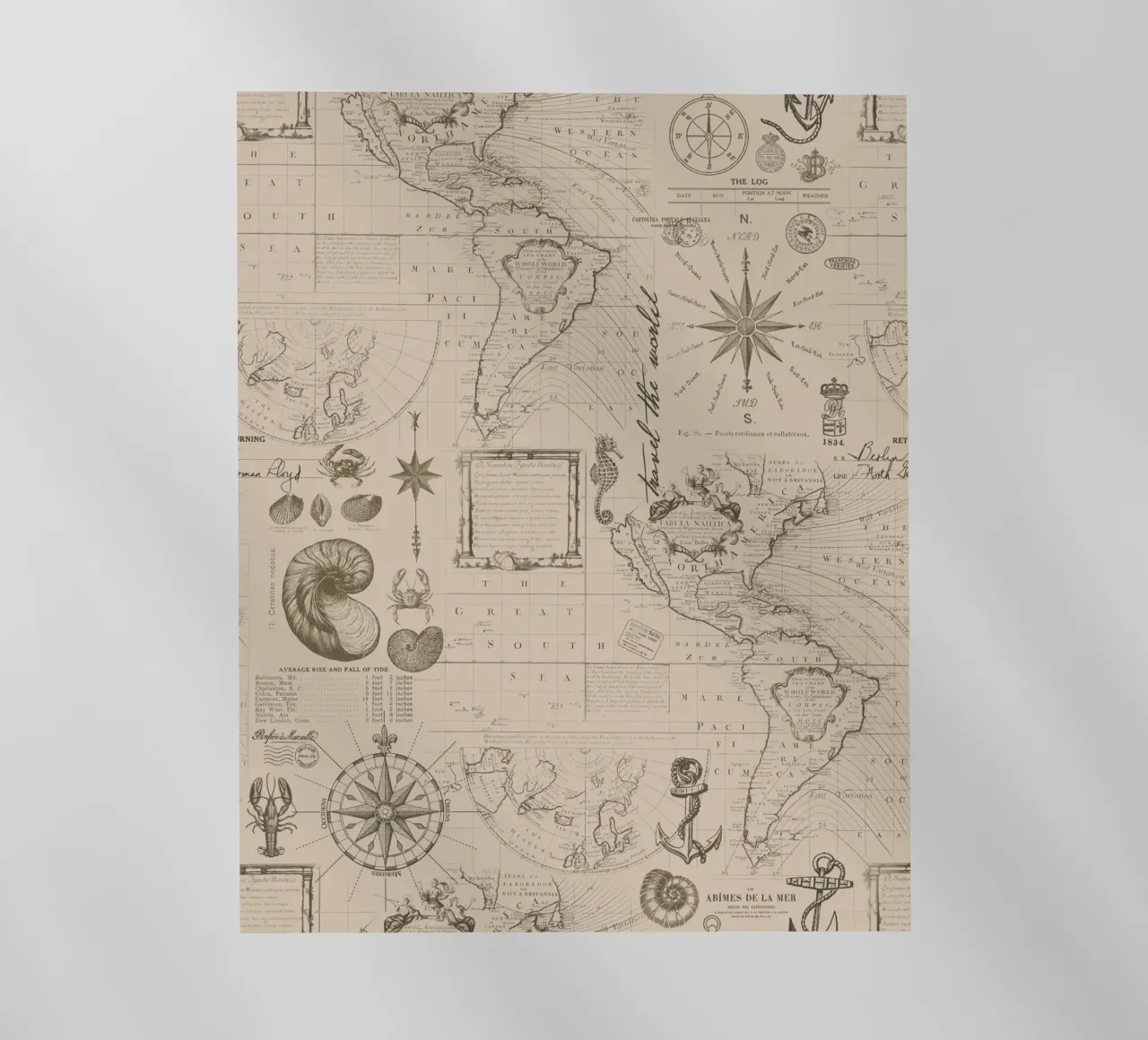 Navigare nei sette mari Avventure nautiche Beige pellicola backlit da Andrea Haase Vintage World