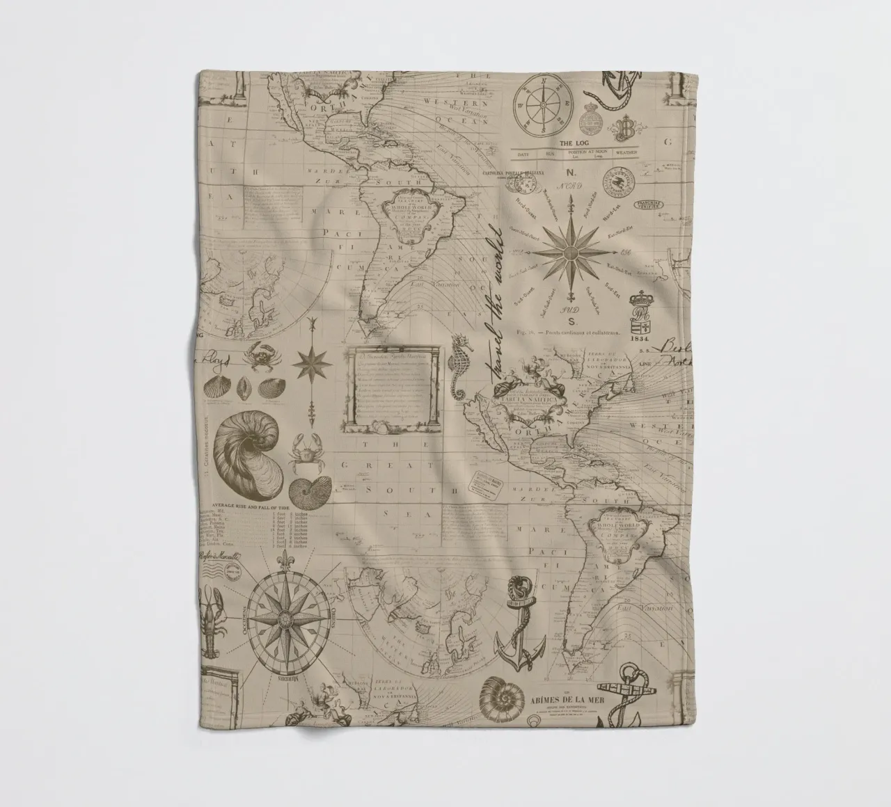Navigare nei sette mari Avventure nautiche Beige coperta in pile da Andrea Haase Vintage World