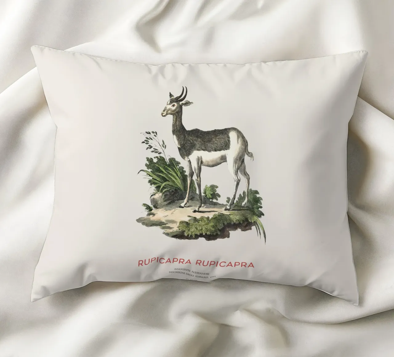 Alpine chamois decorative cushion by Vintagrafica