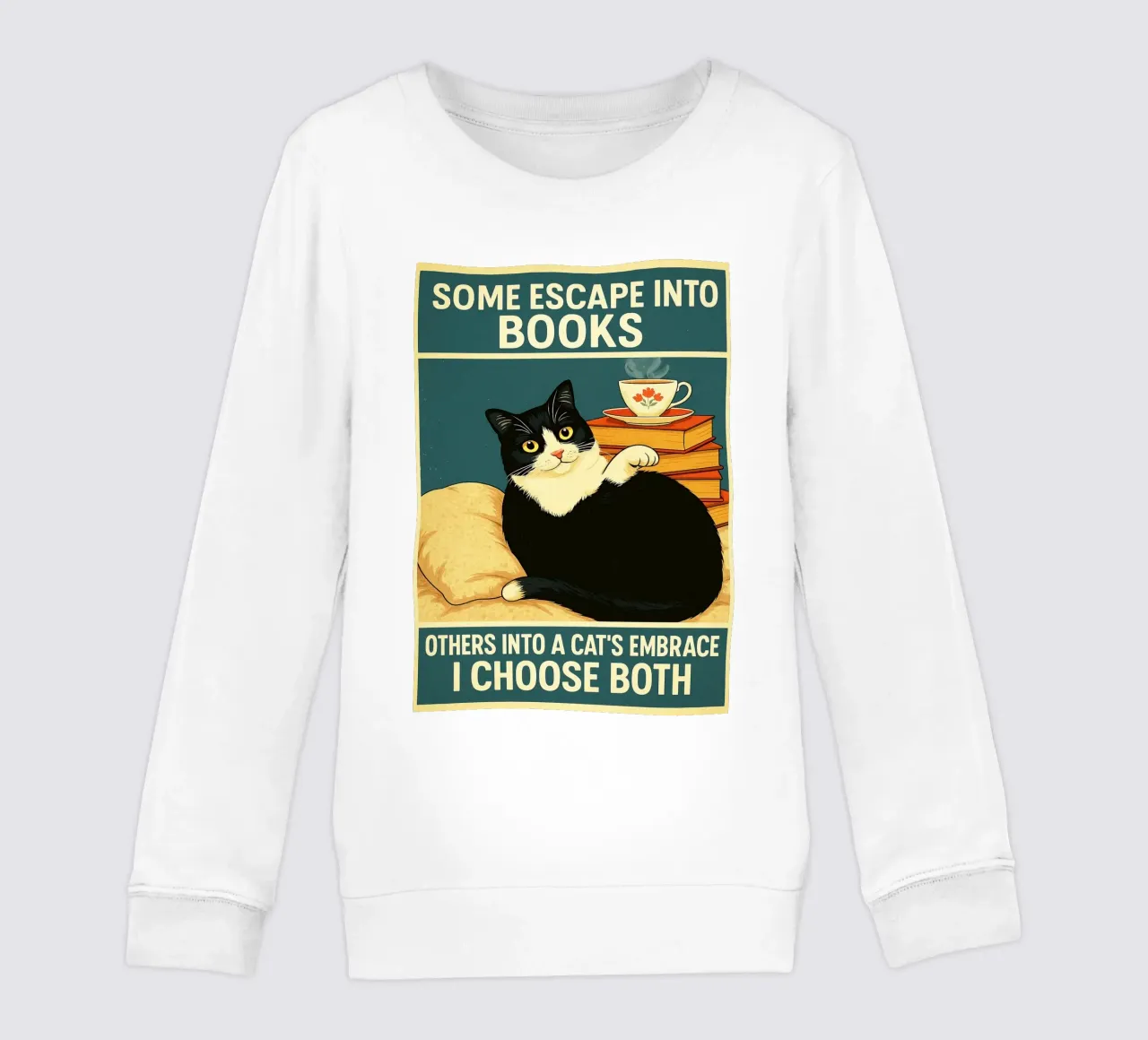 Alcuni scappano nei libri altri nell'abbraccio di un gatto Cat Funny felpa bambino da the gan gan