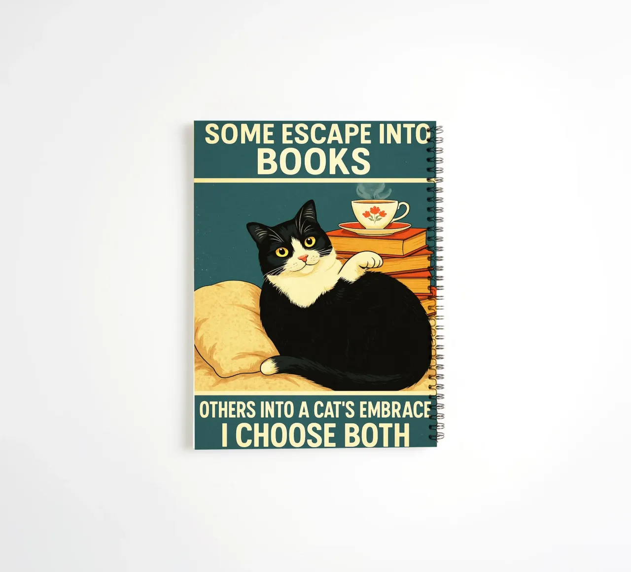 Manche flüchten in Bücher, andere in die Umarmung einer Katze Cat Funny Ringbuch von the gan gan