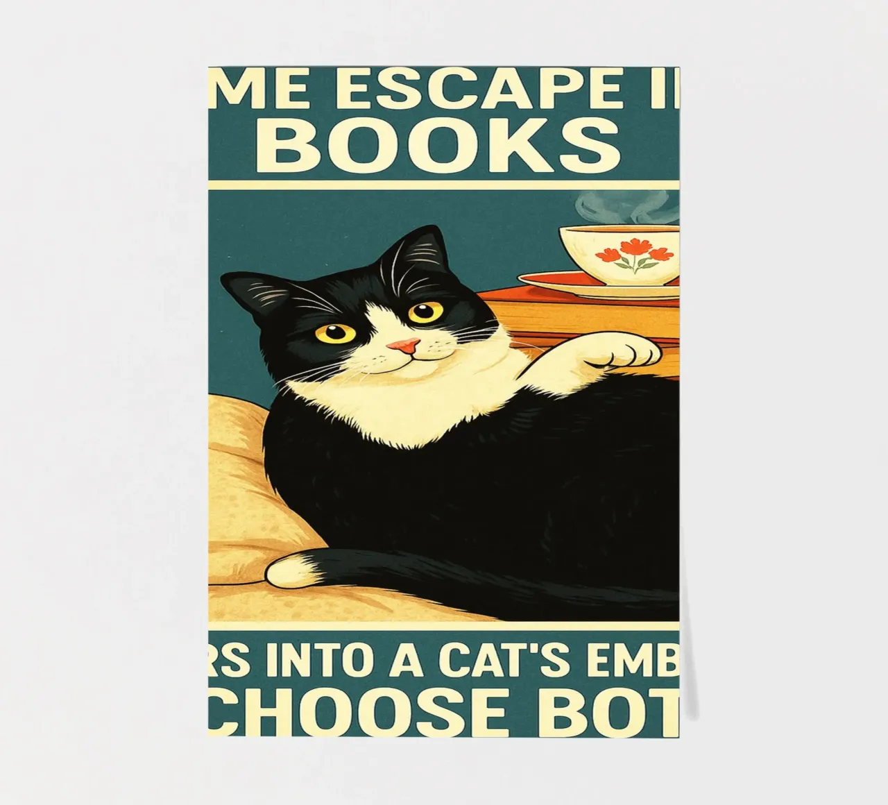 Manche flüchten in Bücher, andere in die Umarmung einer Katze Cat Funny Stickerbogen von the gan gan