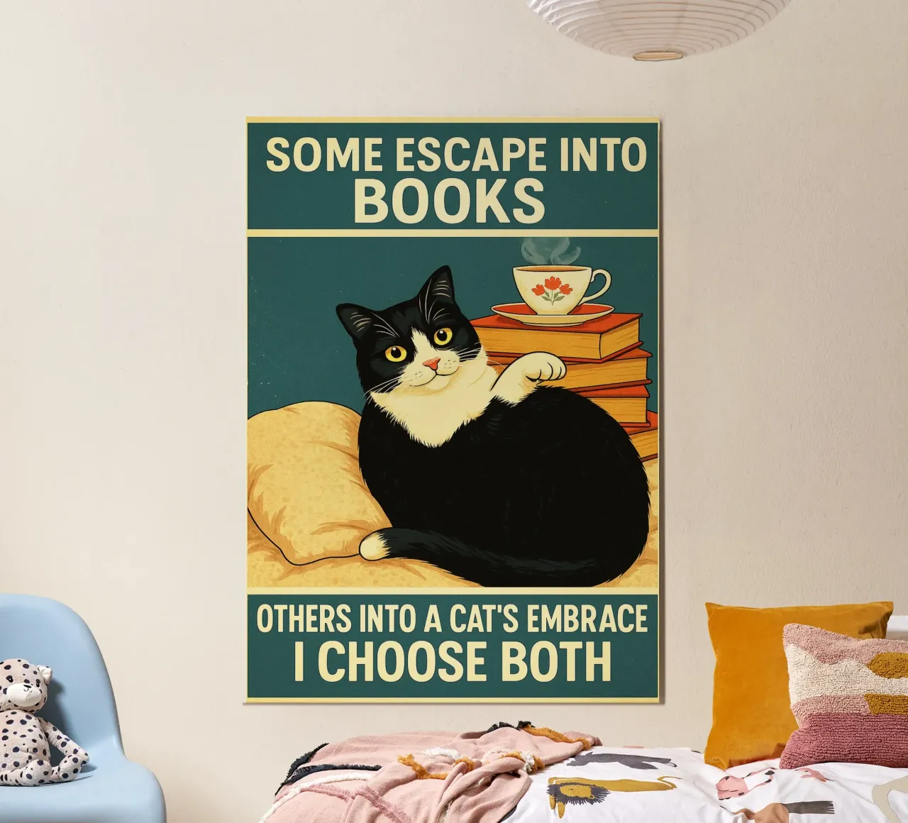Alcuni scappano nei libri altri nell'abbraccio di un gatto Cat Funny carta hahnemühle da the gan gan