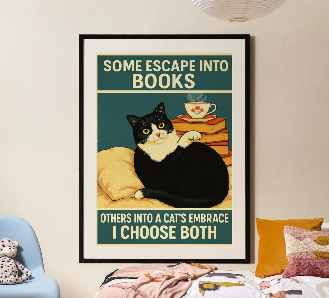 Alcuni scappano nei libri altri nell'abbraccio di un gatto Cat Funny carta hahnemühle da the gan gan