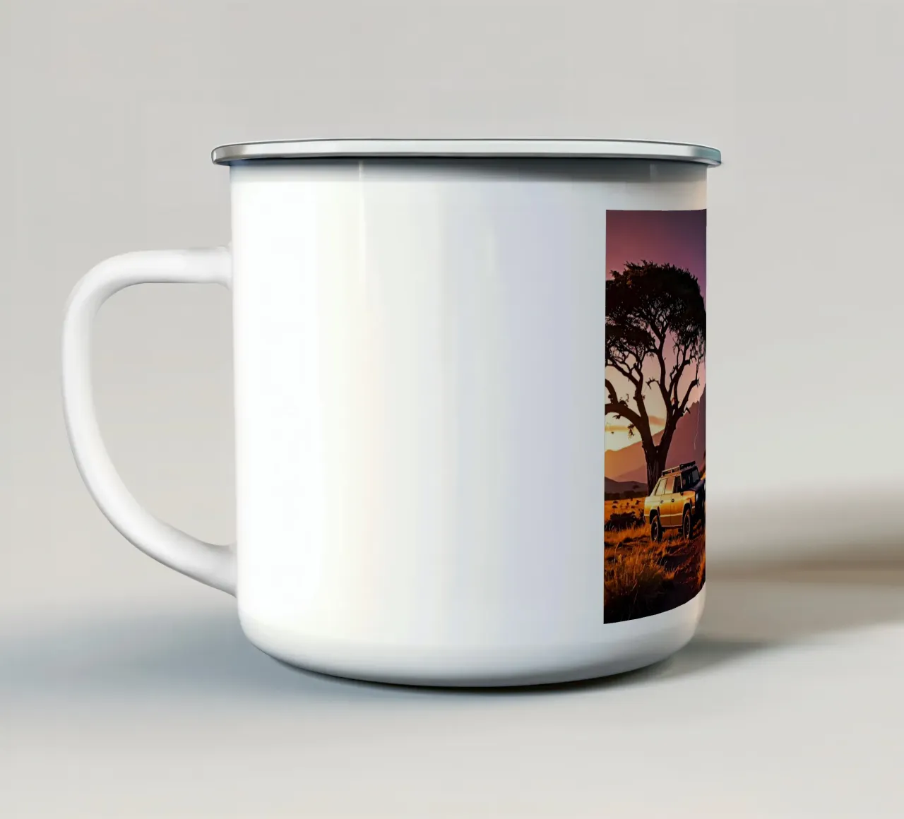 Savane avec lion tazza in smalto da Thierry vobmann photography