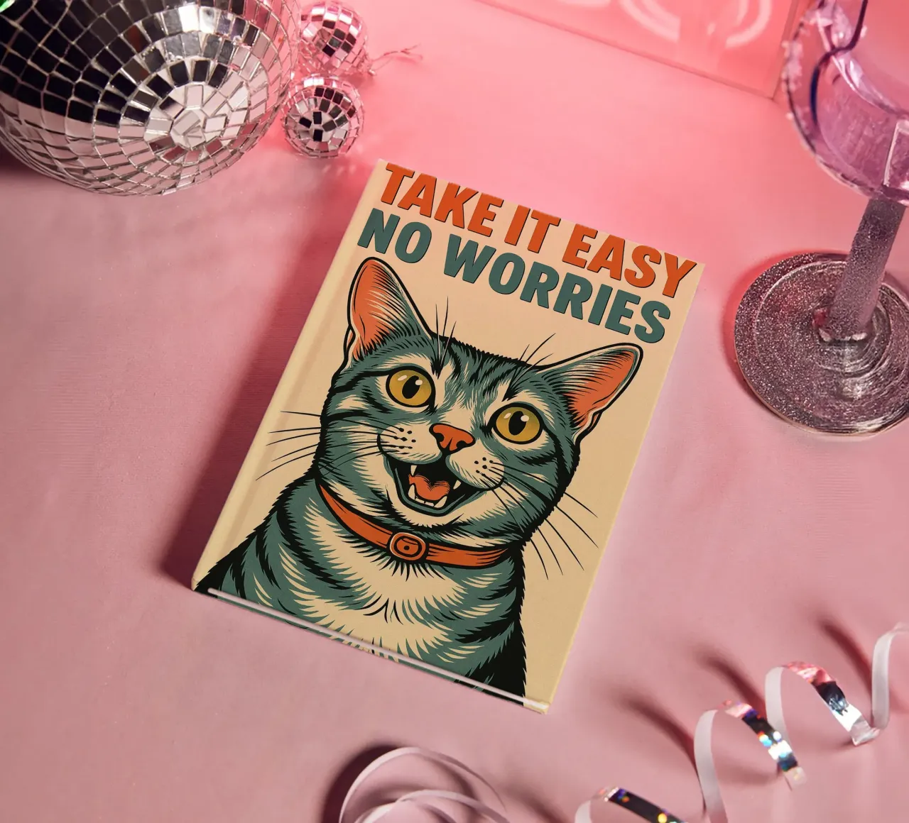 Take It Easy No Worries Cat Funny notebook by the gan gan
