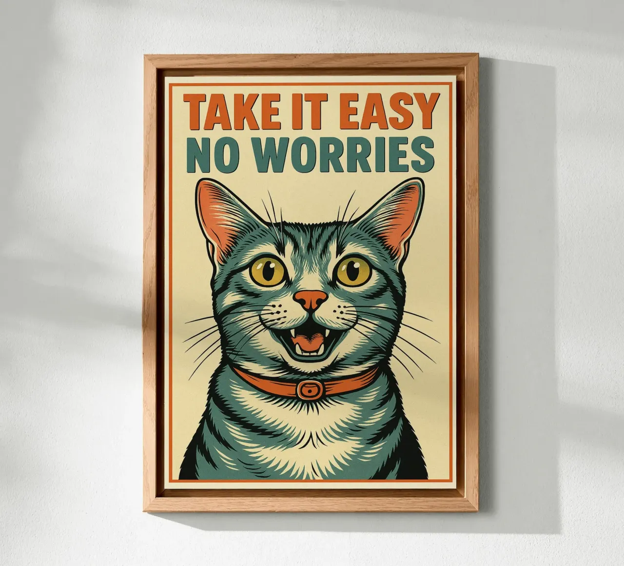 Take It Easy No Worries Gatto divertente alluminio dibond da the gan gan