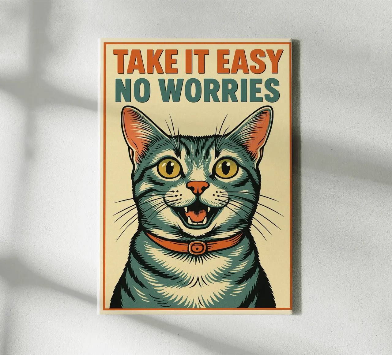 Take It Easy No Worries Cat Funny canvas with Floater frame by the gan gan