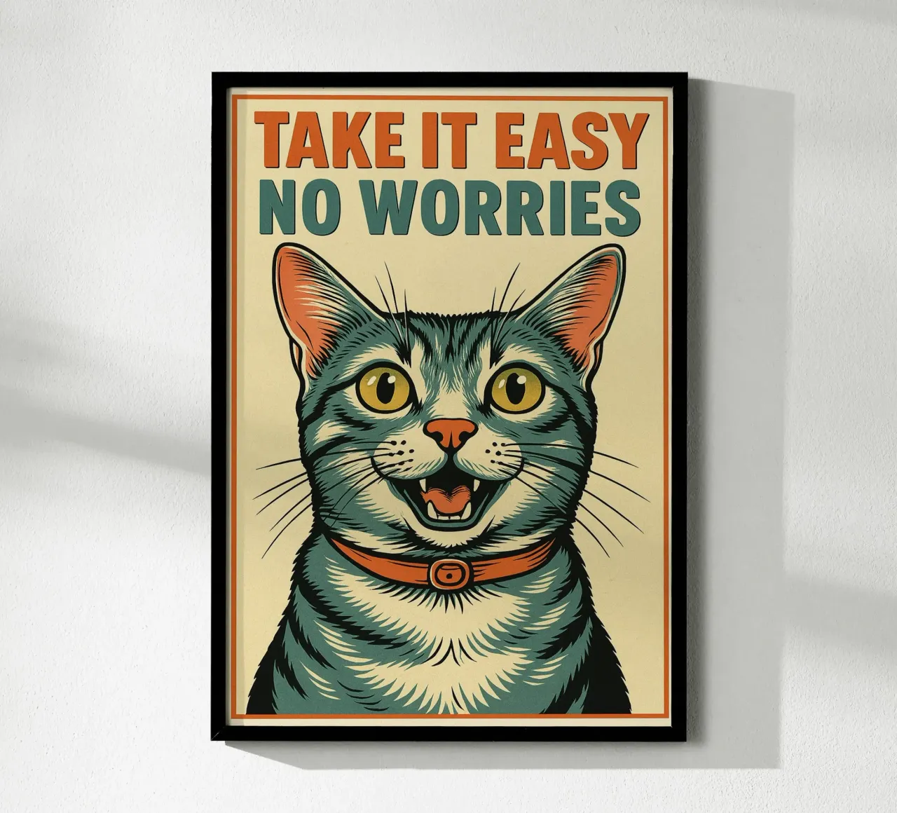 Take It Easy No Worries Cat Funny hahnemühle by the gan gan