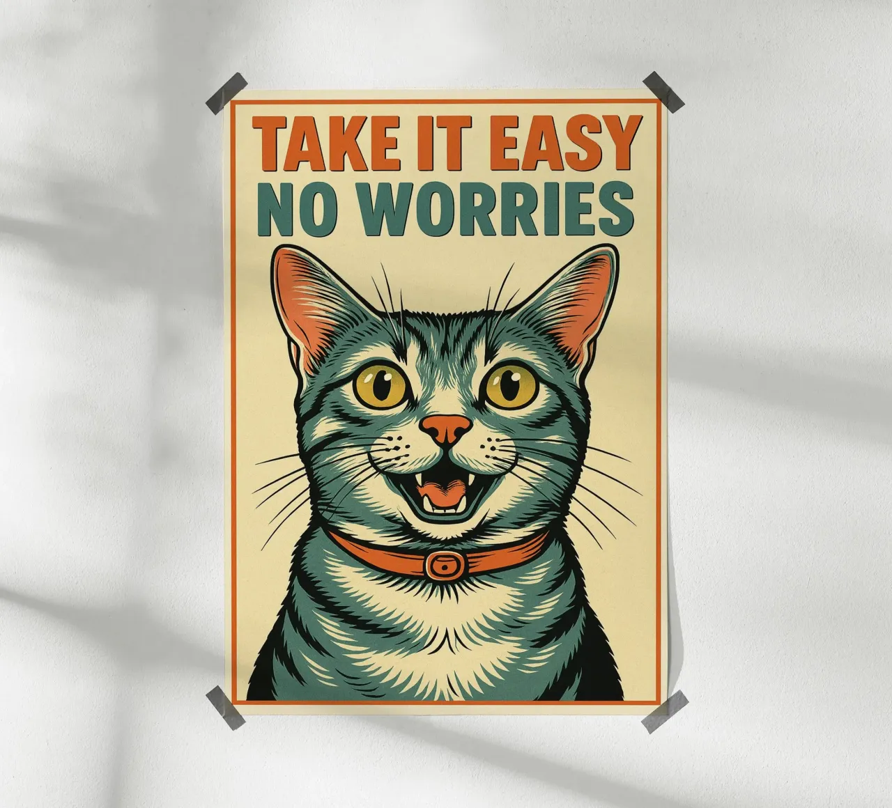 Take It Easy No Worries Cat Funny hahnemühle by the gan gan