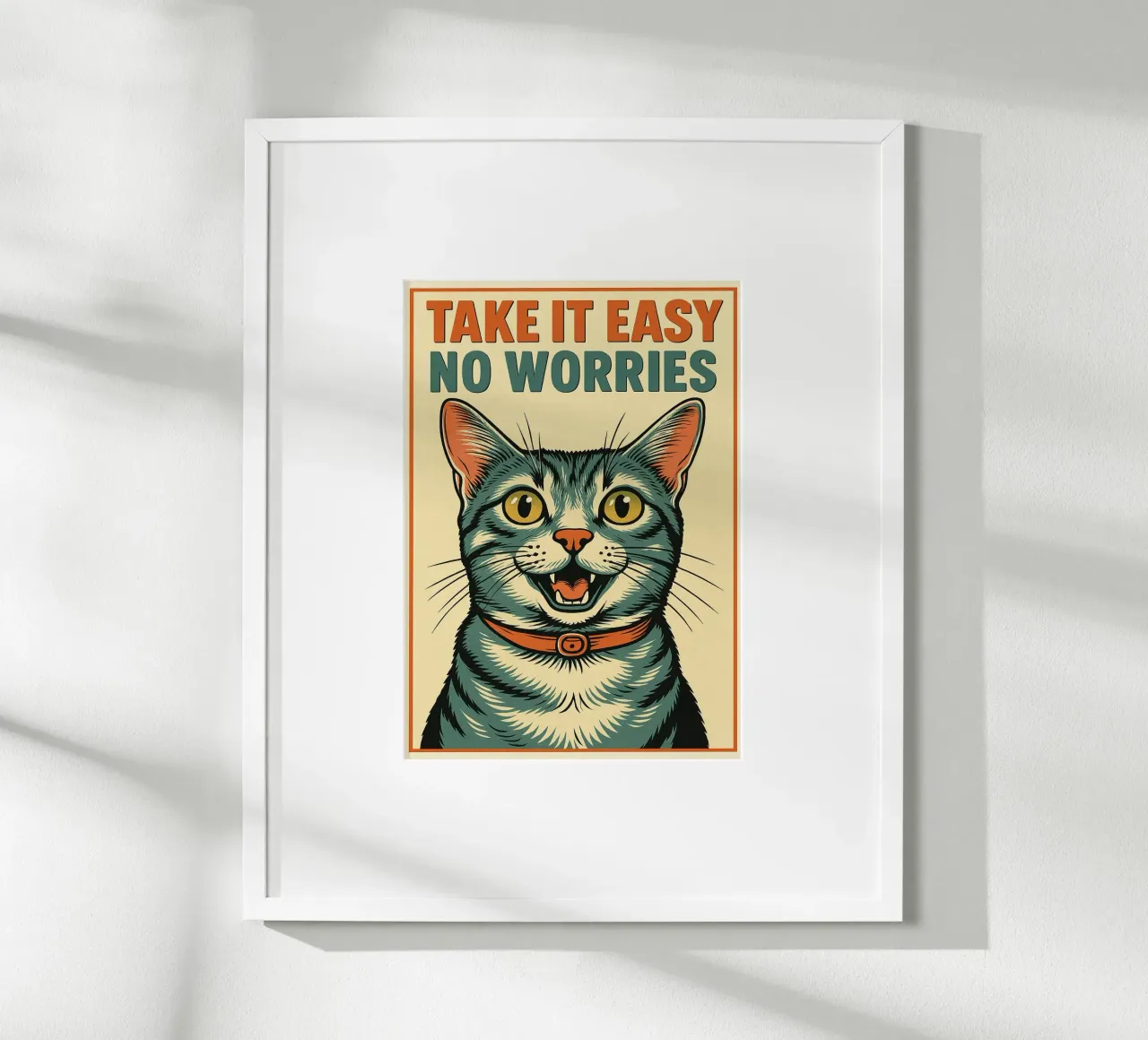 Take It Easy No Worries Cat Funny hahnemühle by the gan gan
