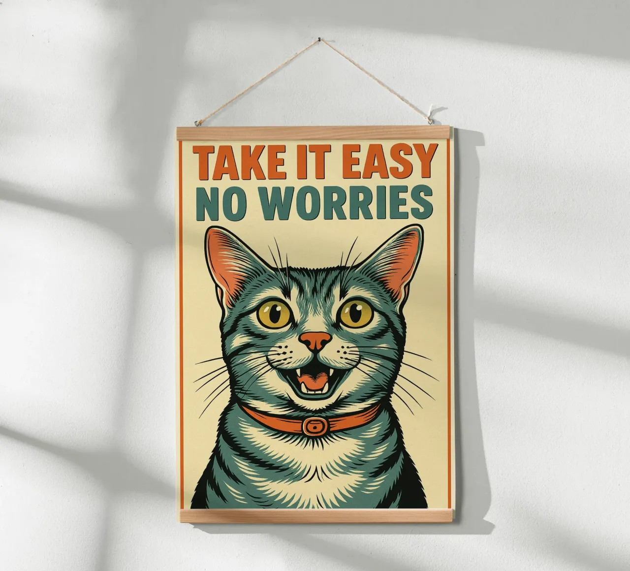 Take It Easy No Worries Cat Funny hahnemühle by the gan gan