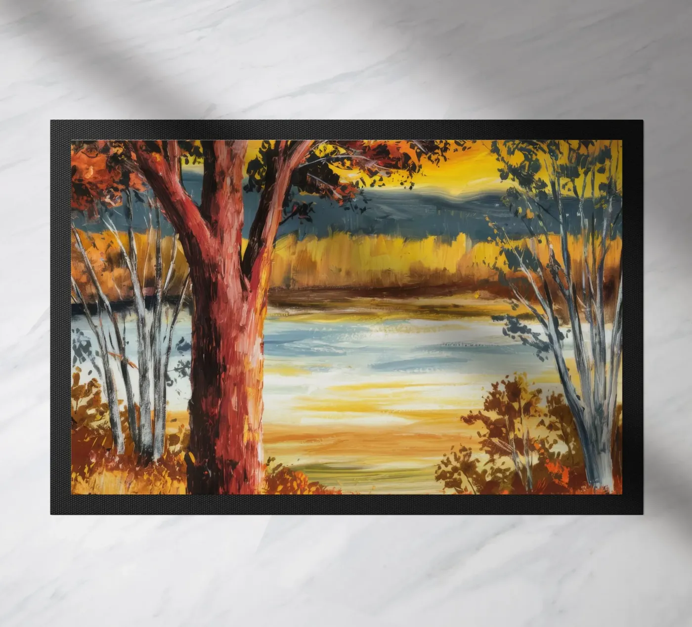 Zonovergoten afscheidsboomgaard deurmat van Obisidian Brush