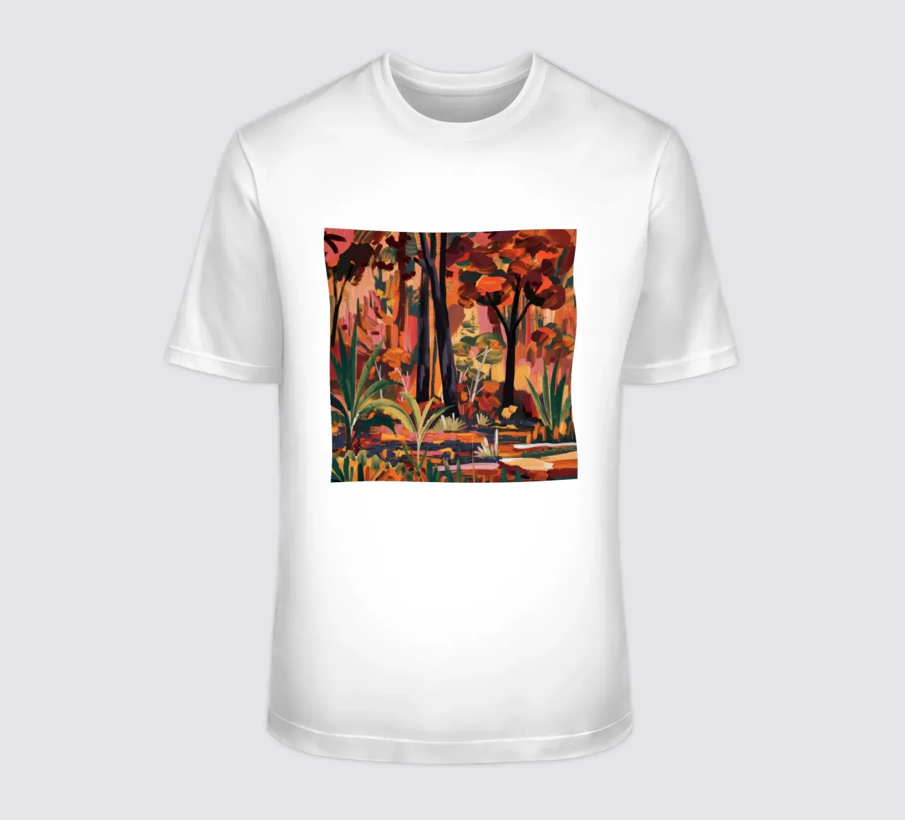 Bagliore della foresta cremisi t-shirt da Obisidian Brush