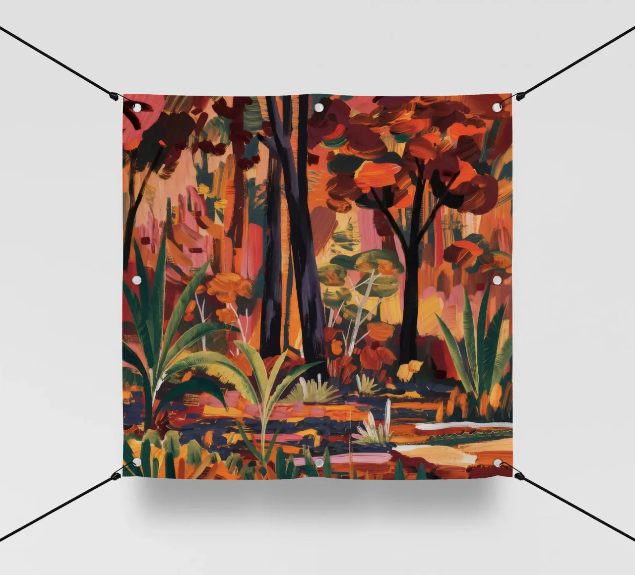 Bagliore della foresta cremisi telo in pvc da Obisidian Brush