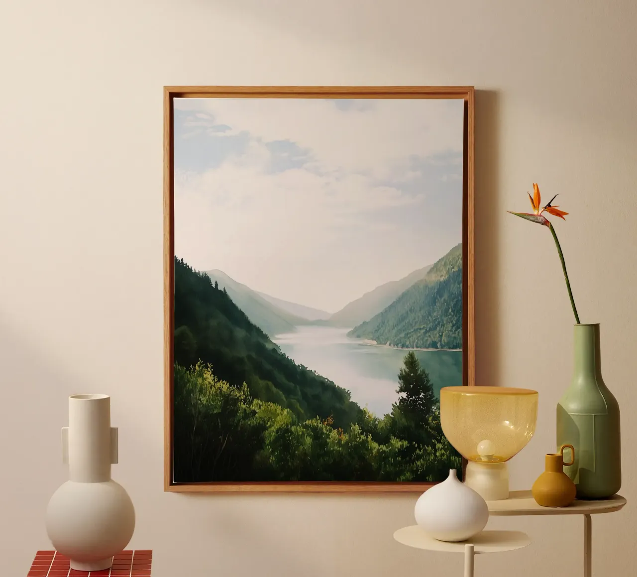 Norwegian Fjord Whisper: Serenity Over Water tela con Cornice a cassetta da FujiBrush