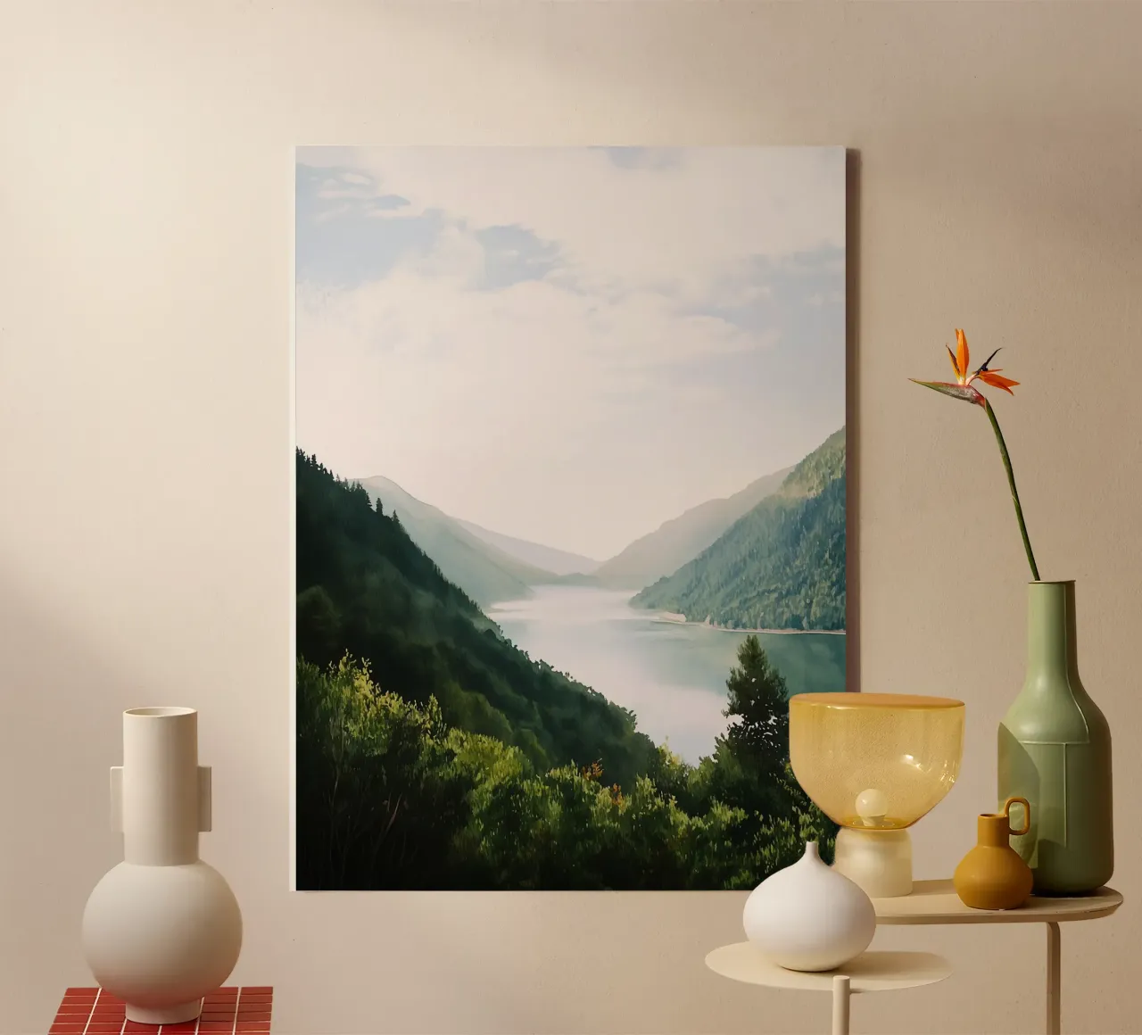 Norwegian Fjord Whisper: Serenity Over Water tela con Cornice a cassetta da FujiBrush