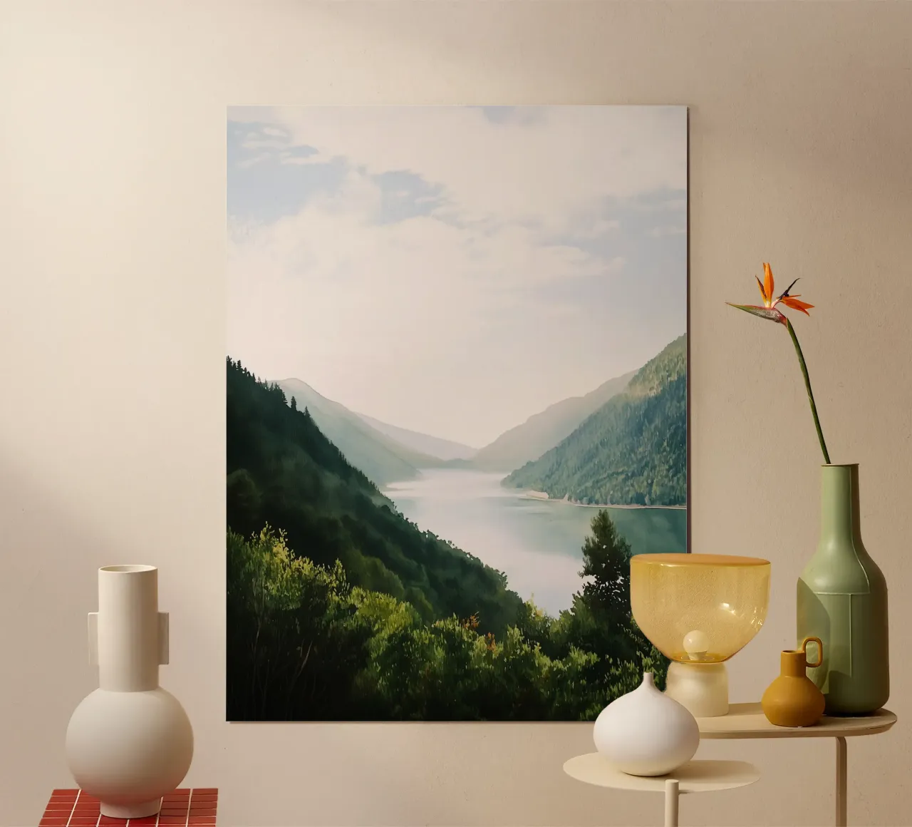Norwegian Fjord Whisper: Serenity Over Water poster da FujiBrush
