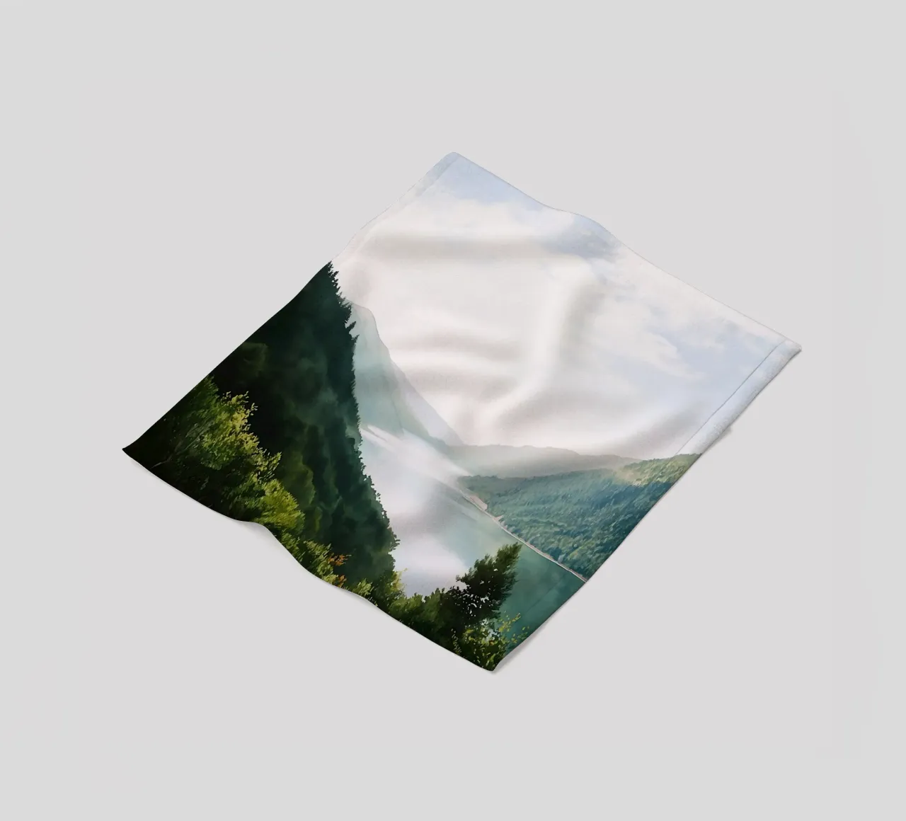 Norwegian Fjord Whisper: Serenity Over Water coperta in pile da FujiBrush