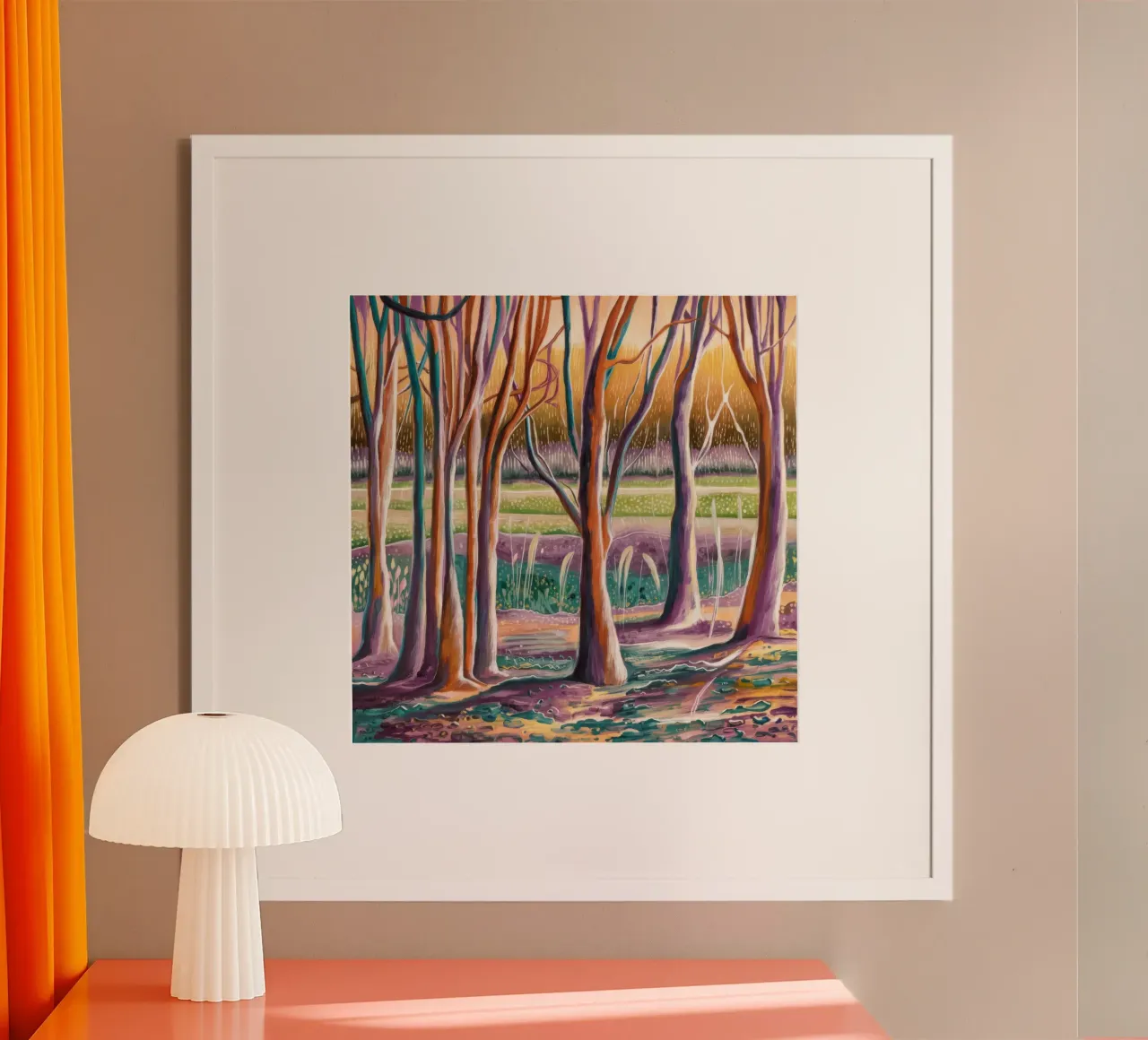 Troncos Ligeros Lavanda poster de Obisidian Brush