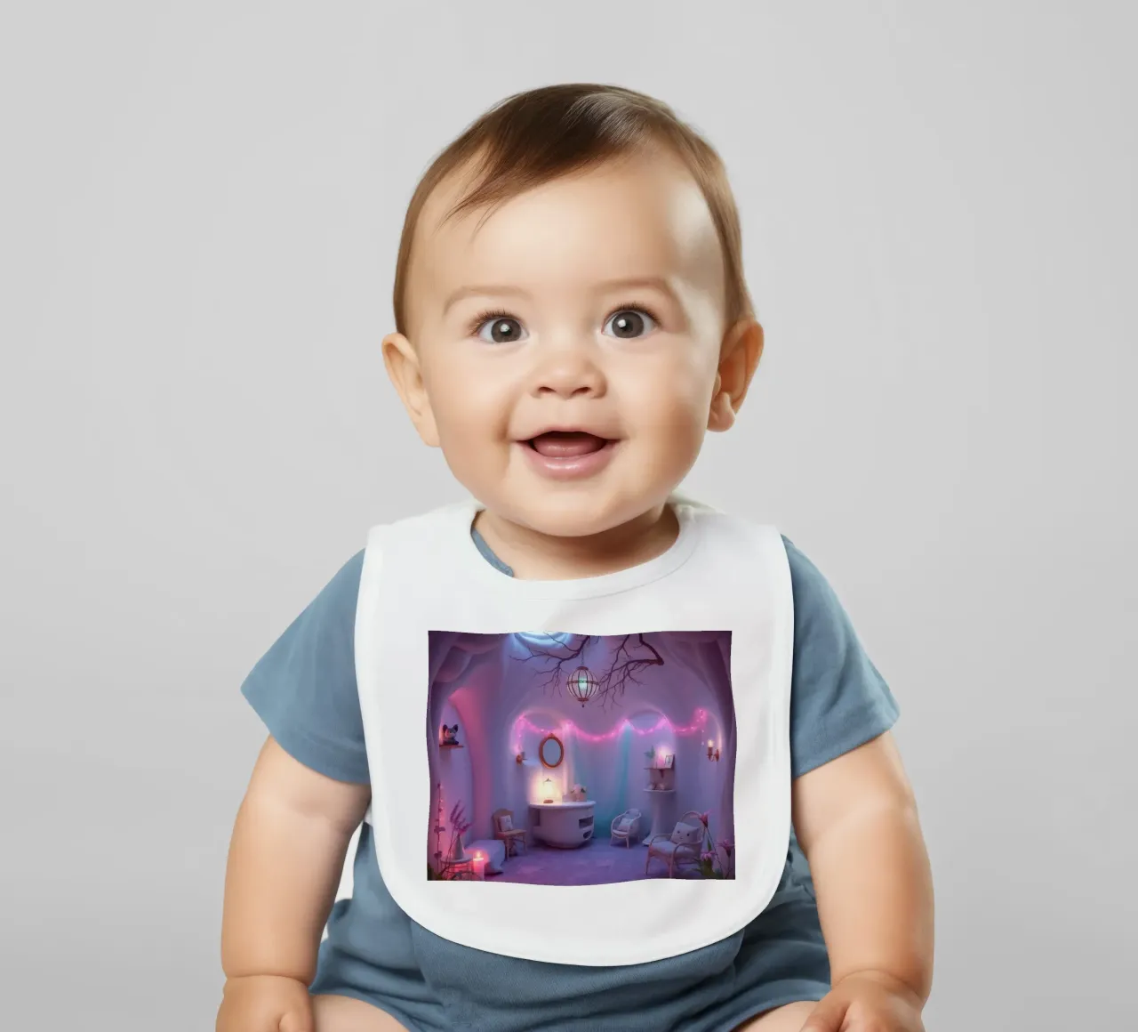 Camera accogliente con luci soffuse e arredamento unico bavaglino da DesignDoodle