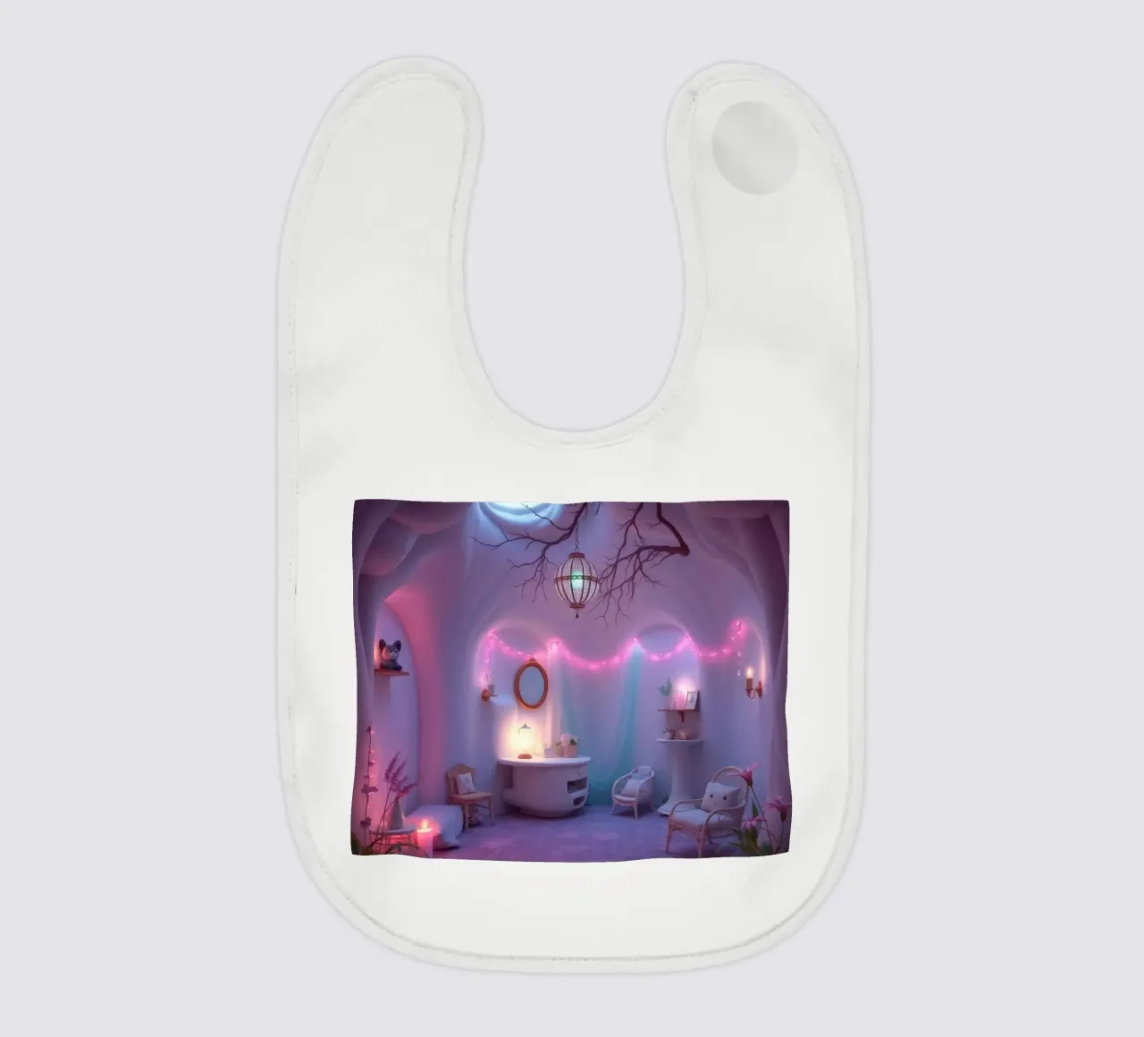 Camera accogliente con luci soffuse e arredamento unico bavaglino da DesignDoodle