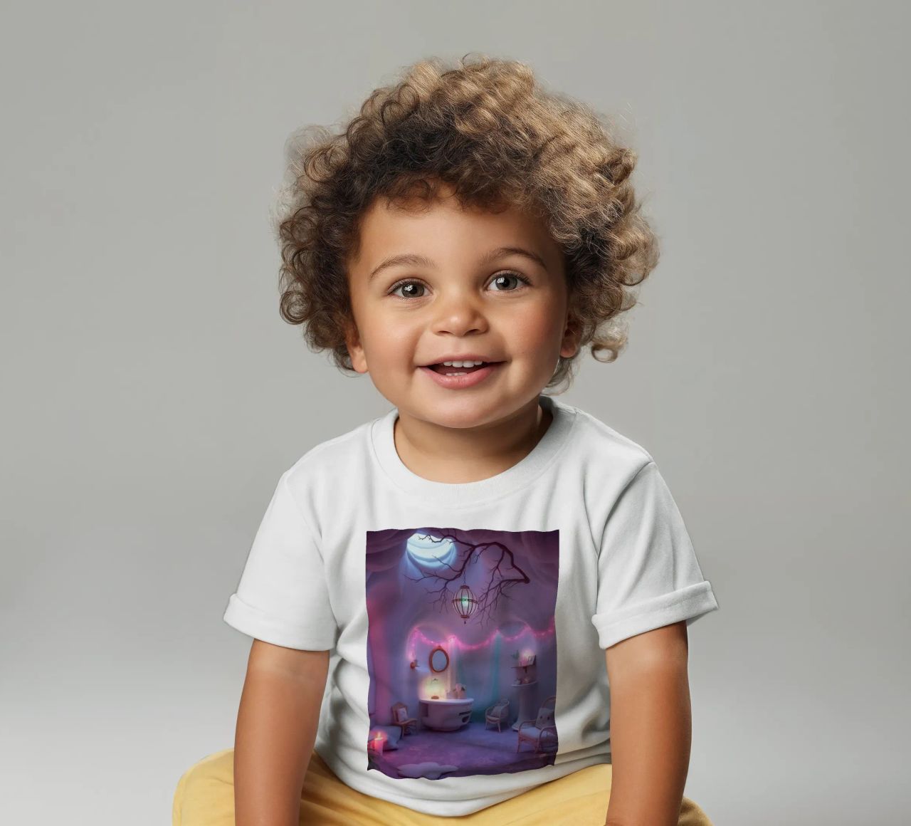 Camera accogliente con luci soffuse e arredamento unico maglietta neonato da DesignDoodle