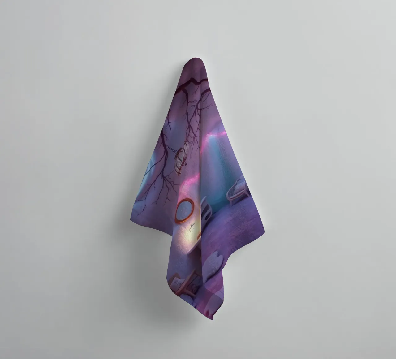 Camera accogliente con luci soffuse e arredamento unico asciugamano da bagno da DesignDoodle