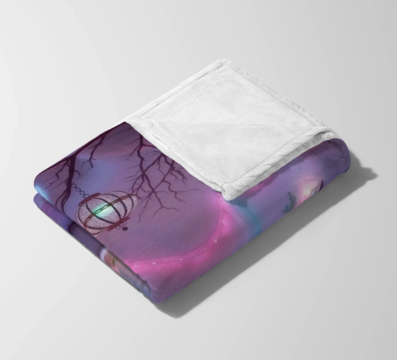 Camera accogliente con luci soffuse e arredamento unico coperta in pile da DesignDoodle