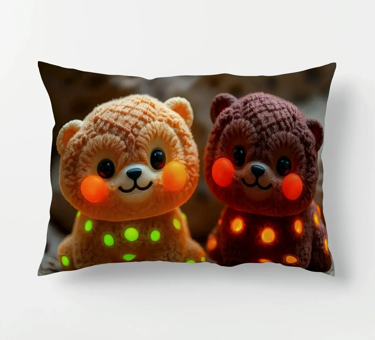 Morbidi orsetti di peluche con macchie luminose siedono su una roccia cuscino da DesignDoodle