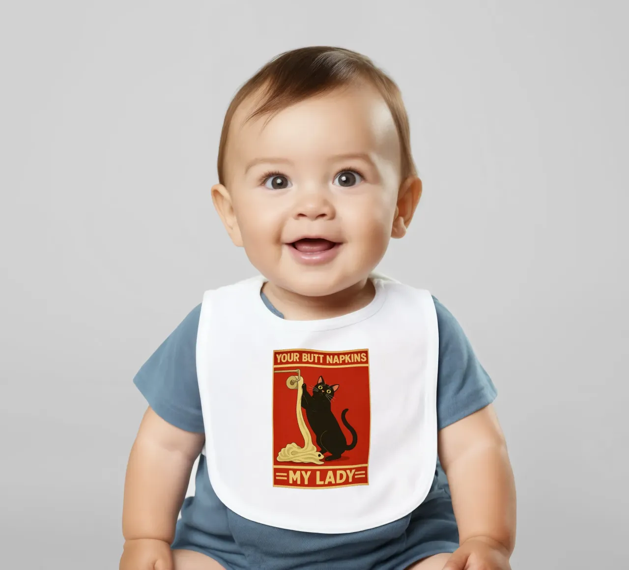 Your Butt Napkins My Lady Cat Funny baby bib by the gan gan