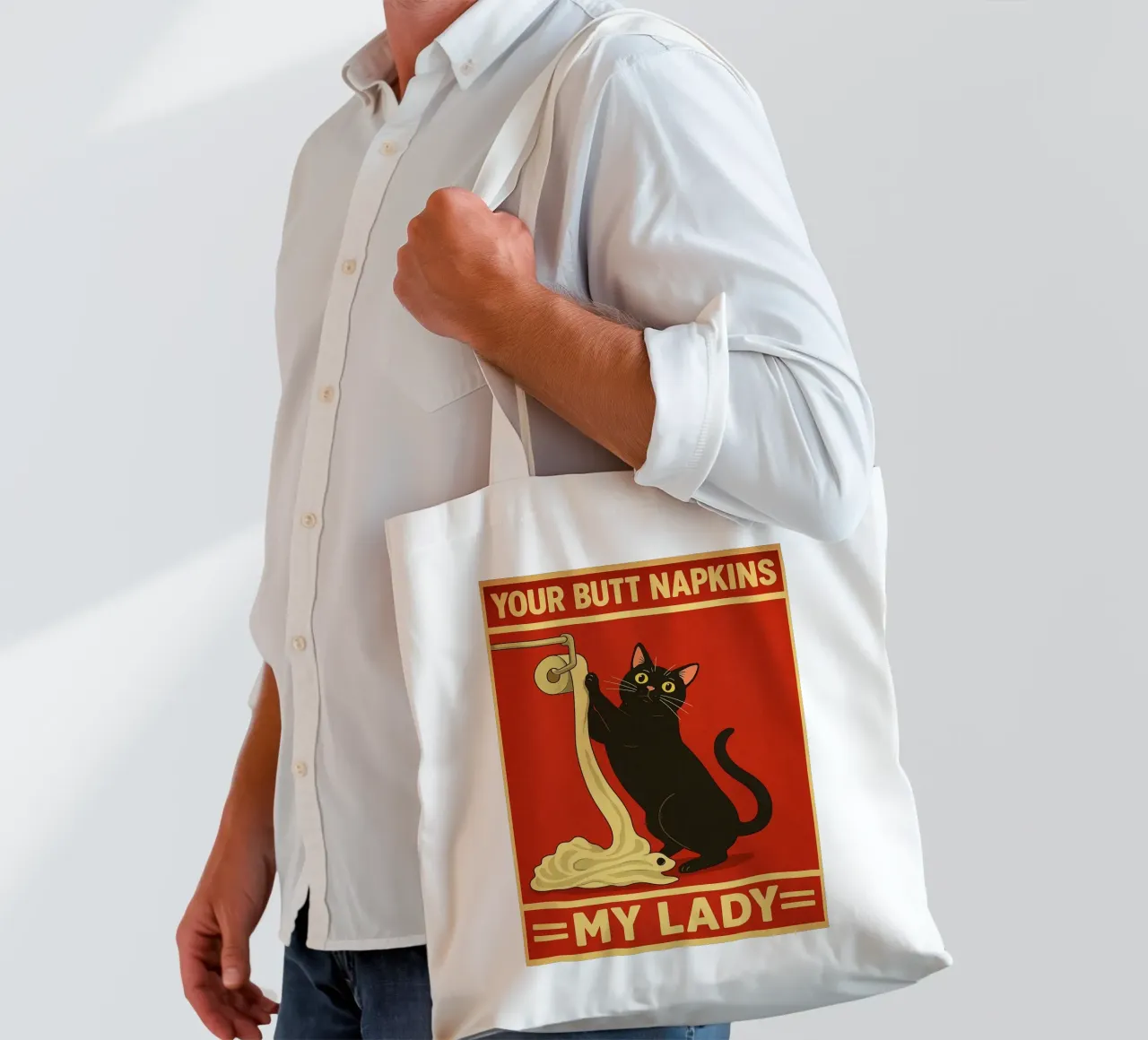 I tovaglioli per il sedere della mia signora Gatto divertente borsa in juta da the gan gan