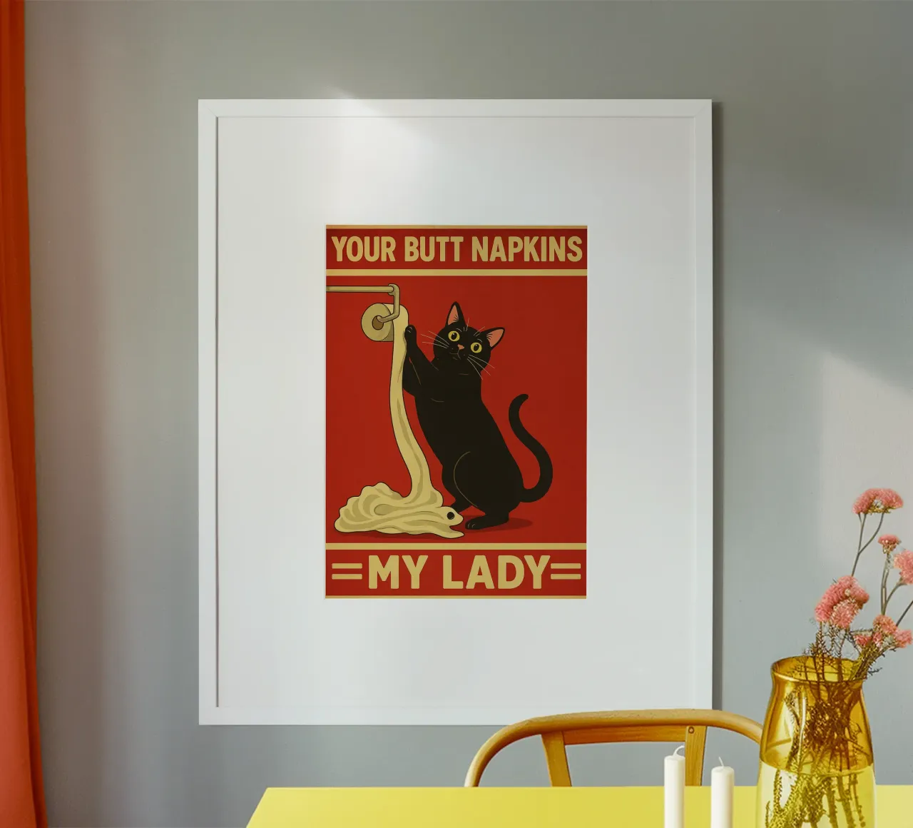 Serviettes de table Your Butt My Lady Cat Funny poster avec cadre en plastique de the gan gan