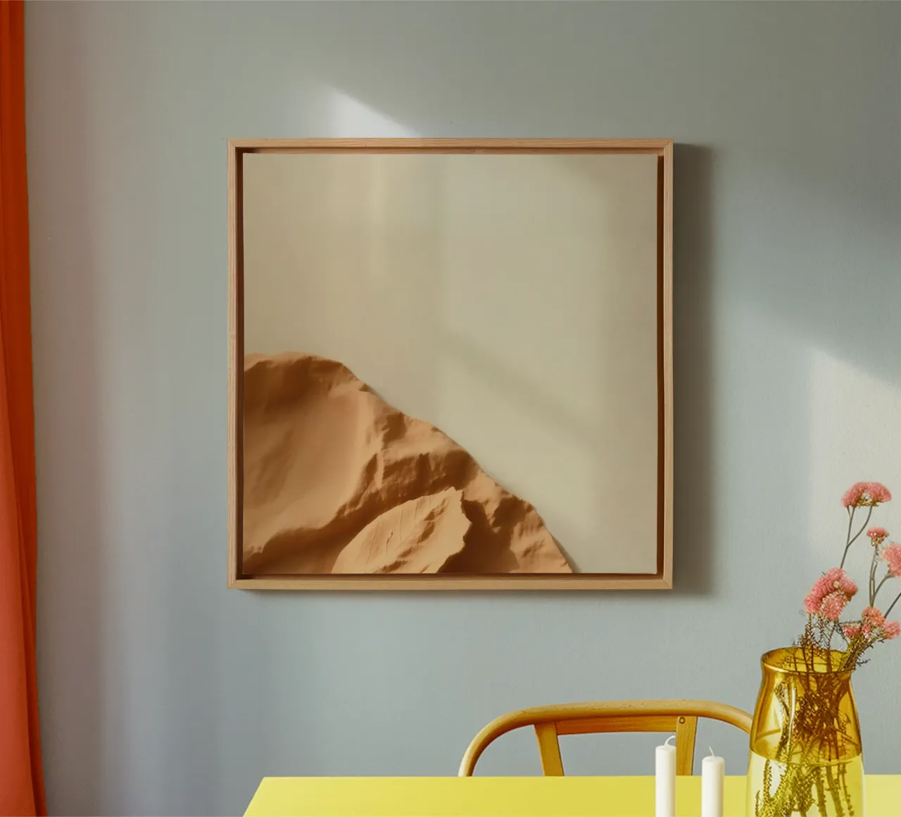 Unieke kleisculptuur die texturen en schaduwen benadrukt canvas van DesignDoodle
