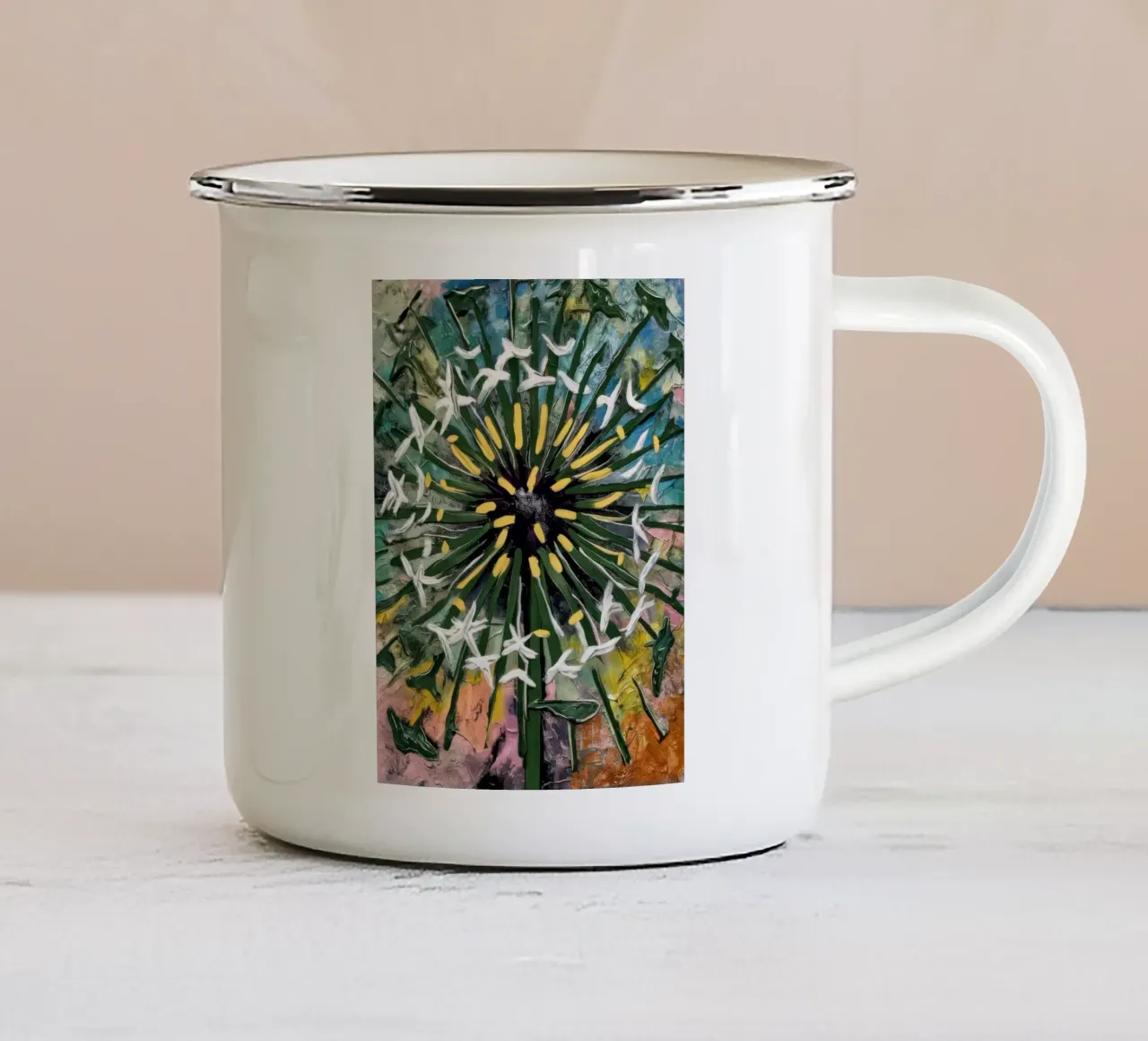 Il volo dei desideri tazza in smalto da Obisidian Brush