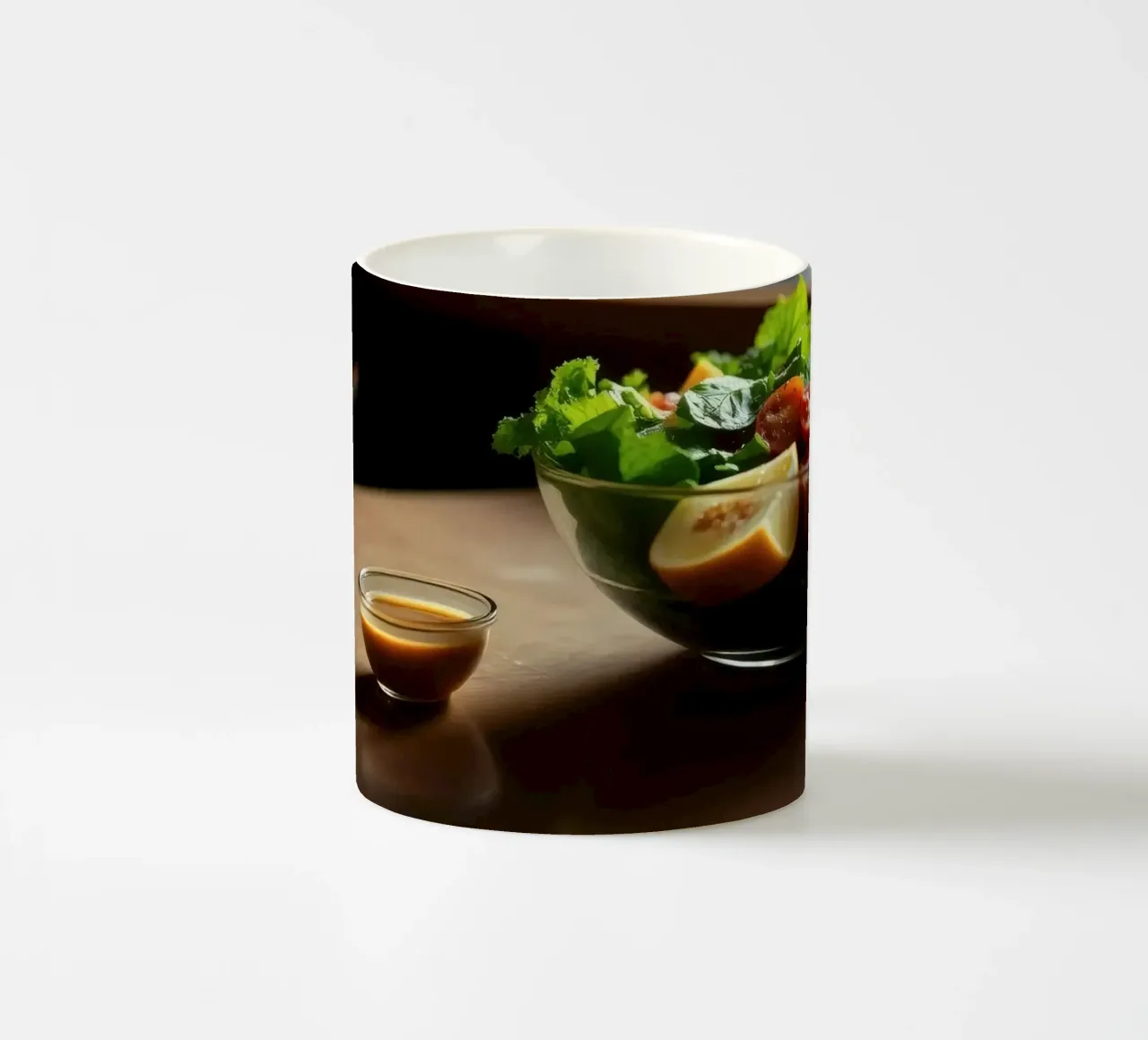 Insalata fresca con verdure e pomodori preparata in una cucina accogliente tazza in ceramica da DesignDoodle