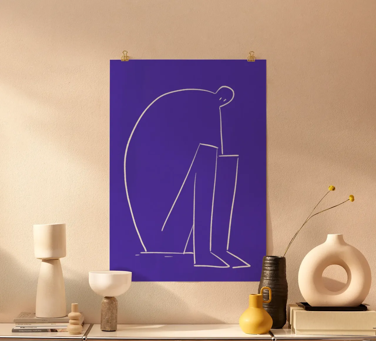 Gigante solitario poster con telaio in plastica da Johannes Lott Illustration