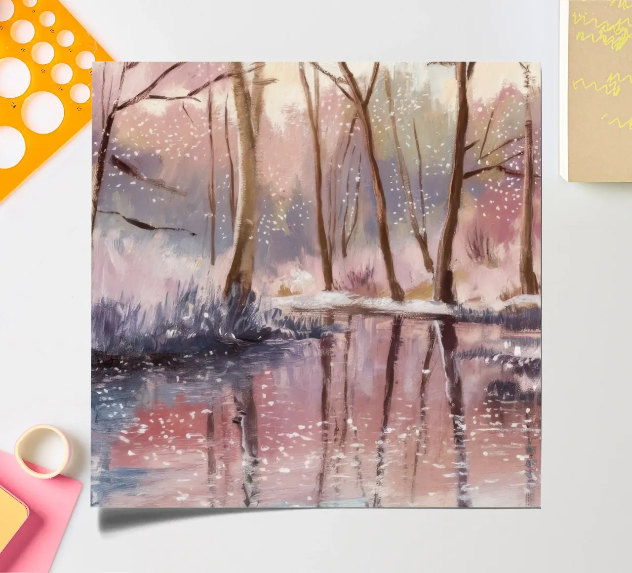 Winter Reflection Drift sticker sheet by Obisidian Brush