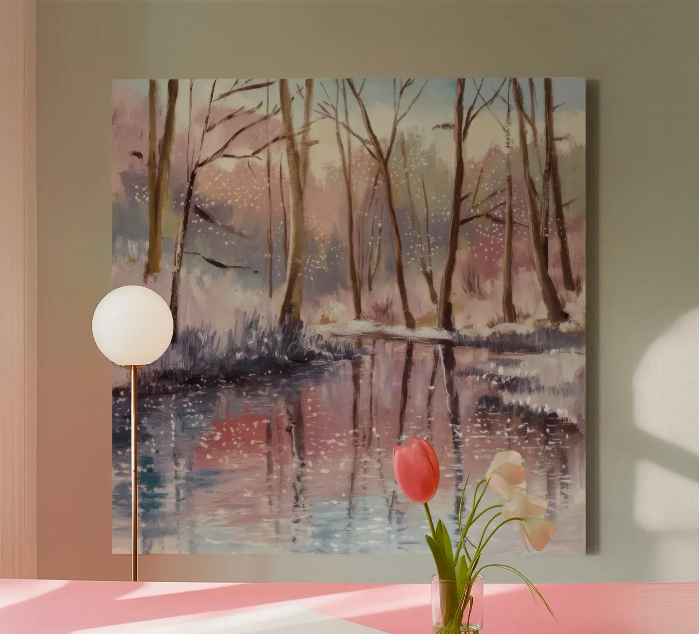 Winter Reflection Drift canvas by Obisidian Brush